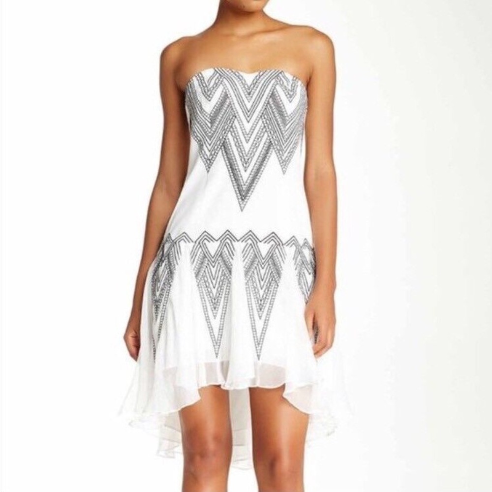 Free People Radiating Angles Strapless Dress -‎ White and Black